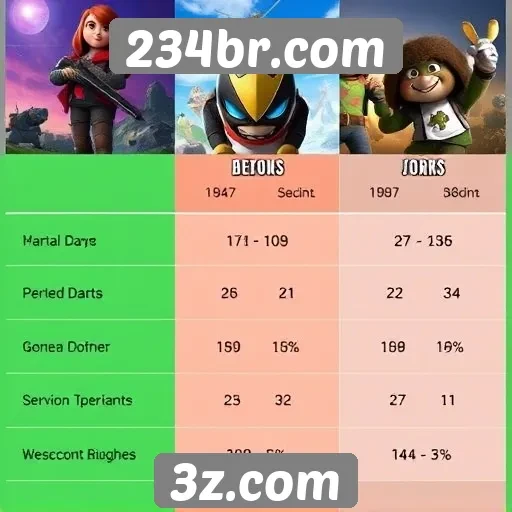 Comparativo de jogos populares no site 234br.com